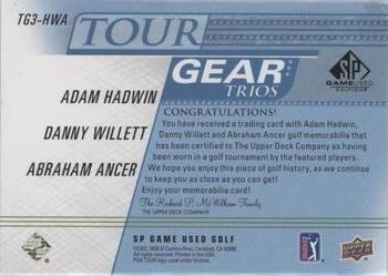 2021 SP Game Used - Tour Gear Trios Blue #TG3-HWA Adam Hadwin / Danny Willett / Abraham Ancer Back