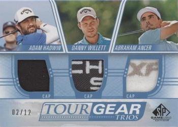 2021 SP Game Used - Tour Gear Trios Blue #TG3-HWA Adam Hadwin / Danny Willett / Abraham Ancer Front