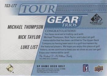 2021 SP Game Used - Tour Gear Trios Blue #TG3-LTT Michael Thompson / Nick Taylor / Luke List Back
