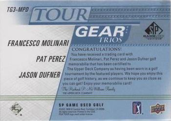 2021 SP Game Used - Tour Gear Trios Blue #TG3-MPD Francesco Molinari / Jason Dufner / Pat Perez Back