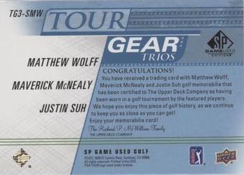 2021 SP Game Used - Tour Gear Trios Blue #TG3-SMW Matthew Wolff / Maverick McNealy / Justin Suh Back