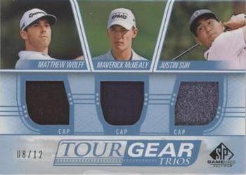 2021 SP Game Used - Tour Gear Trios Blue #TG3-SMW Matthew Wolff / Maverick McNealy / Justin Suh Front