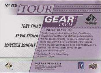 2021 SP Game Used - Tour Gear Trios Purple #TG3-FKM Tony Finau / Kevin Kisner / Maverick McNealy Back