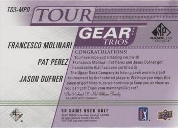 2021 SP Game Used - Tour Gear Trios Purple #TG3-MPD Francesco Molinari / Jason Dufner / Pat Perez Back