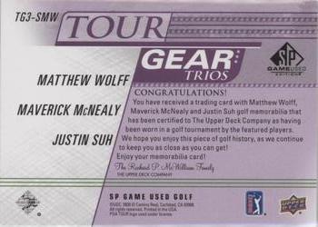 2021 SP Game Used - Tour Gear Trios Purple #TG3-SMW Matthew Wolff / Maverick McNealy / Justin Suh Back