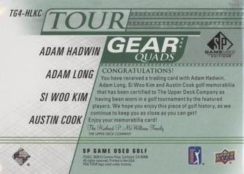 2021 SP Game Used - Tour Gear Quads Green #TG4-HLKC Adam Hadwin / Adam Long / Si Woo Kim / Austin Cook Back