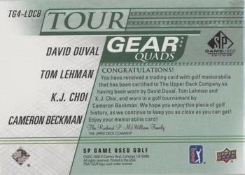 2021 SP Game Used - Tour Gear Quads Green #TG4-LDCB David Duval / Tom Lehman / K.J. Choi / Cameron Beckman Back