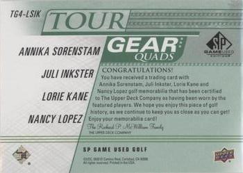 2021 SP Game Used - Tour Gear Quads Green #TG4-LSIK Annika Sorenstam / Juli Inkster / Lorie Kane / Nancy Lopez Back