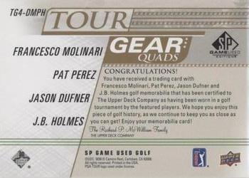 2021 SP Game Used - Tour Gear Quads Gold #TG4-DMPH Francesco Molinari / Pat Perez / Jason Dufner / J.B. Holmes Back