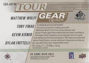 2021 SP Game Used - Tour Gear Quads Gold #TG4-FKFW Matthew Wolff / Tony Finau / Kevin Kisner / Dylan Frittelli Back