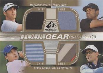 2021 SP Game Used - Tour Gear Quads Gold #TG4-FKFW Matthew Wolff / Tony Finau / Kevin Kisner / Dylan Frittelli Front