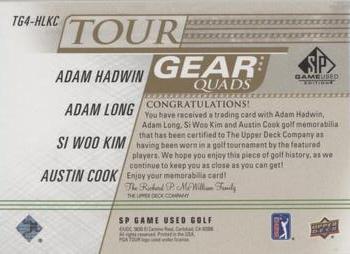 2021 SP Game Used - Tour Gear Quads Gold #TG4-HLKC Adam Hadwin / Adam Long / Si Woo Kim / Austin Cook Back