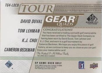 2021 SP Game Used - Tour Gear Quads Gold #TG4-LDCB David Duval / Tom Lehman / K.J. Choi / Cameron Beckman Back