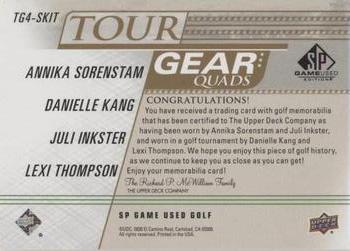 2021 SP Game Used - Tour Gear Quads Gold #TG4-SKIT Annika Sorenstam / Danielle Kang / Juli Inkster / Lexi Thompson Back