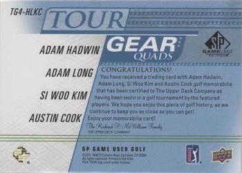 2021 SP Game Used - Tour Gear Quads Blue #TG4-HLKC Adam Hadwin / Adam Long / Si Woo Kim / Austin Cook Back