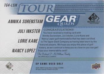 2021 SP Game Used - Tour Gear Quads Blue #TG4-LSIK Annika Sorenstam / Juli Inkster / Lorie Kane / Nancy Lopez Back