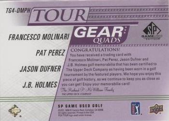 2021 SP Game Used - Tour Gear Quads Purple #TG4-DMPH Francesco Molinari / Pat Perez / Jason Dufner / J.B. Holmes Back