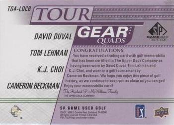 2021 SP Game Used - Tour Gear Quads Purple #TG4-LDCB David Duval / Tom Lehman / K.J. Choi / Cameron Beckman Back