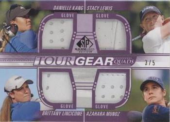 2021 SP Game Used - Tour Gear Quads Purple #TG4-LLMK Danielle Kang / Stacy Lewis / Brittany Lincicome / Azahara Munoz Front