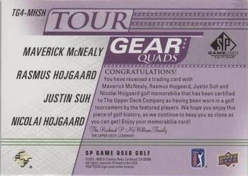 2021 SP Game Used - Tour Gear Quads Purple #TG4-MHSH Maverick McNealy / Rasmus Hojgaard / Justin Suh / Nicolai Hojgaard Back