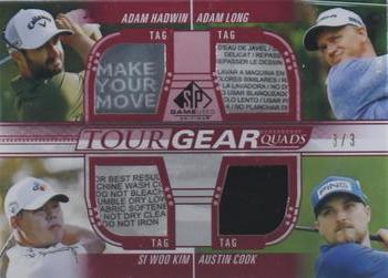 2021 SP Game Used - Tour Gear Quads Red #TG4-HLKC Adam Hadwin / Adam Long / Si Woo Kim / Austin Cook Front