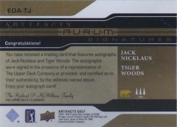 2021 Upper Deck Artifacts - Aurum Achievements Autographs Dual #EDA-TJ Tiger Woods / Jack Nicklaus Back