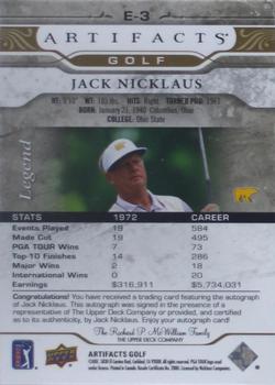 2021 Upper Deck Artifacts - Artifacts Achievements Autographs #E-3 Jack Nicklaus Back
