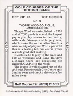 1993 C. Britton Publishing Golf Courses of the British Isles #3 Thorpe Wood Golf Club, Cambridgeshire Back