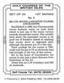 1993 C. Britton Publishing Golf Courses of the British Isles #5 Belton Woods (Lancaster Course), Lincolnshire Back