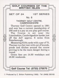 1993 C. Britton Publishing Golf Courses of the British Isles #6 Thorney Golf Centre, Cambridgeshire Back