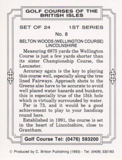 1993 C. Britton Publishing Golf Courses of the British Isles #8 Belton Woods (Wellington Course), Lincolnshire Back
