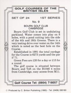 1993 C. Britton Publishing Golf Courses of the British Isles #9 Bourn Golf Club, Cambridge Back