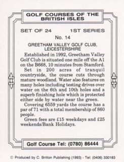 1993 C. Britton Publishing Golf Courses of the British Isles #14 Greetham Valley Golf Club, Leicestershire Back
