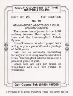 1993 C. Britton Publishing Golf Courses of the British Isles #19 Hemmingford Abbots Golf Club, Cambridgeshire Back