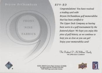2021 SP Game Used - 2002 Retro Front 9 Fabrics Achievements #RF9-BD Bryson DeChambeau Back