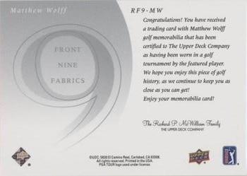 2021 SP Game Used - 2002 Retro Front 9 Fabrics Achievements #RF9-MW Matthew Wolff Back