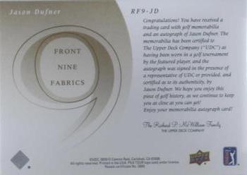 2021 SP Game Used - 2002 Retro Front 9 Signature Fabrics Achievements #RF9-JD Jason Dufner Back