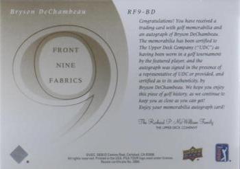 2021 SP Game Used - 2002 Retro Front 9 Signature Fabrics Achievements #RF9-BD Bryson DeChambeau Back