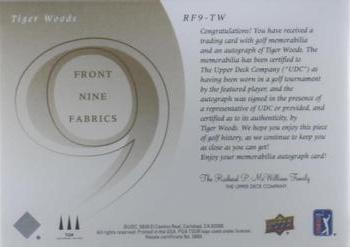 2021 SP Game Used - 2002 Retro Front 9 Signature Fabrics Achievements #RF9-TW Tiger Woods Back