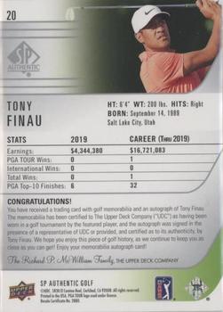 2021 SP Authentic - Limited #20 Tony Finau Back