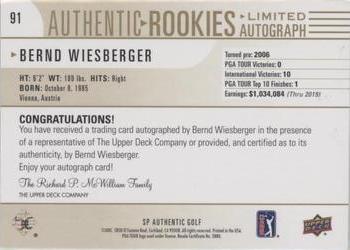 2021 SP Authentic - Limited #91 Bernd Wiesberger Back