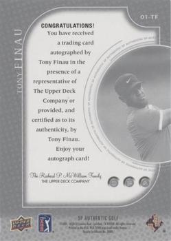 2021 SP Authentic - 2001 Retro Tribute Autographs #01-TF Tony Finau Back