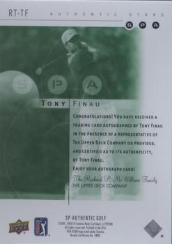 2021 SP Authentic - 2001 Retro Tribute Rookie Autographs #RT-TF Tony Finau Back