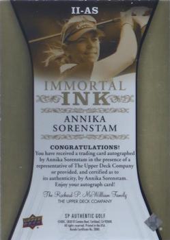 2021 SP Authentic - Immortal Ink #II-AS Annika Sorenstam Back