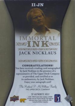 2021 SP Authentic - Immortal Ink #II-JN Jack Nicklaus Back