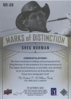 2021 SP Authentic - Marks of Distinction #MD-GN Greg Norman Back