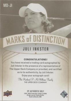 2021 SP Authentic - Marks of Distinction #MD-JI Juli Inkster Back