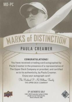 2021 SP Authentic - Marks of Distinction #MD-PC Paula Creamer Back