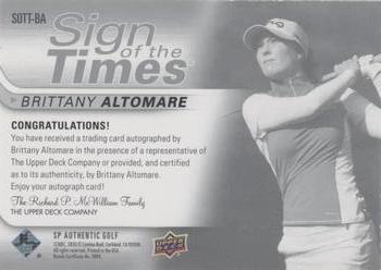 2021 SP Authentic - Sign of the Times #SOTT-BA Brittany Altomare Back