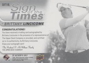 2021 SP Authentic - Sign of the Times #SOTT-BL Brittany Lincicome Back